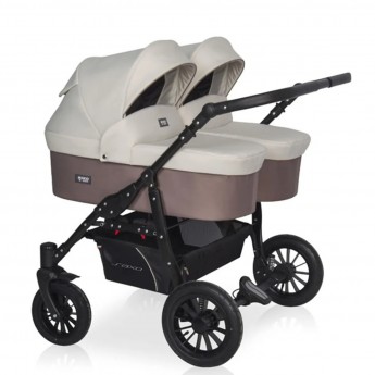 Коляска для близнецов 2 в 1 RIKO BASIC SAXO 03 бежевый-коричневый Коляска для близнецов 2 в 1 RIKO BASIC SAXO 03 бежевый-коричневый